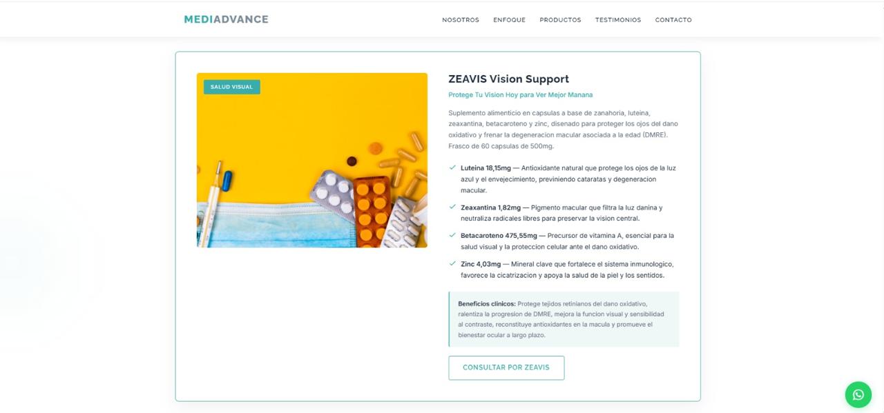 Producto ZEAVIS en Ecuador